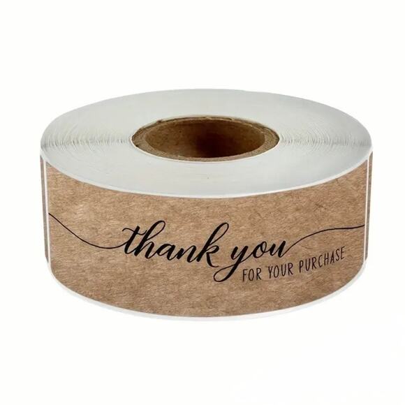 New 120 Piece Roll Self-Adhesive Kraft Paper Thank You Stickers - Picture 1 of 5